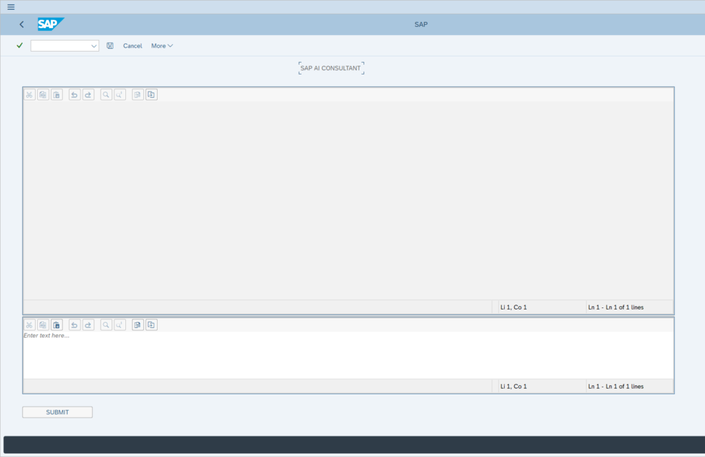 AI SAP Consultant initial screen